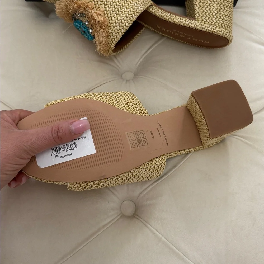 Kurt Geiger NWT Olive & Beige Block Heel Women’s Occasion Shoes Size 8 - Picture 10 of 14